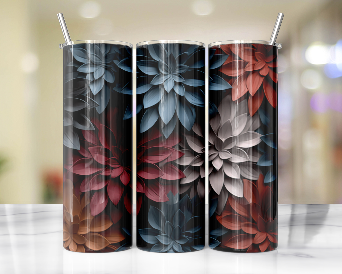 3D Flower Tumblers