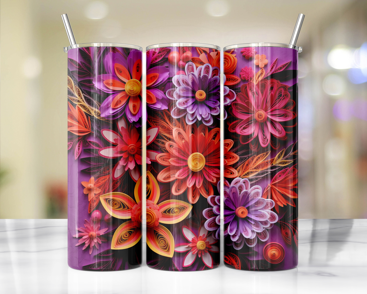 3D Flower Tumblers