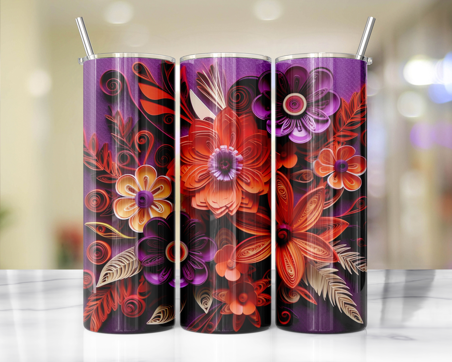 3D Flower Tumblers