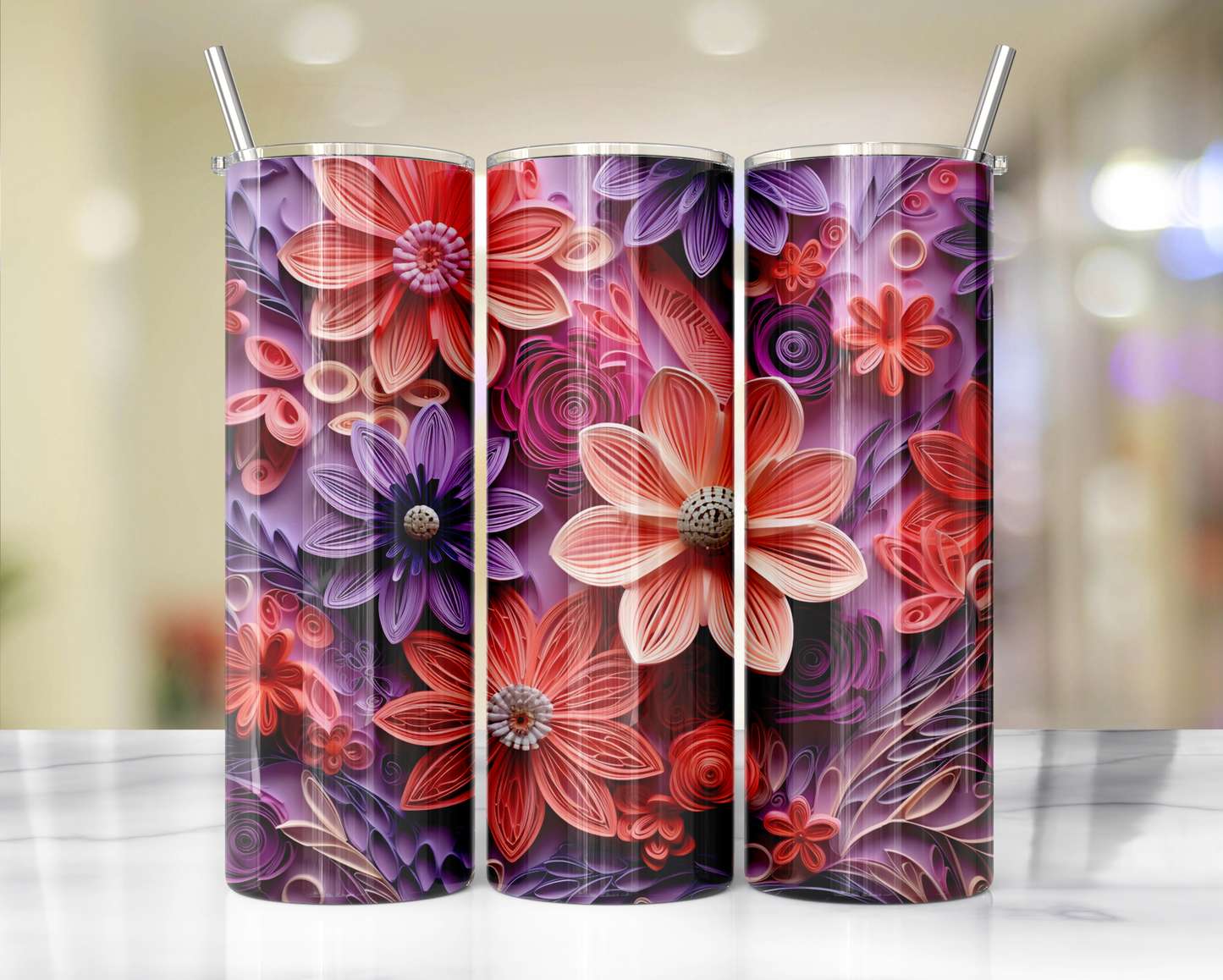 3D Flower Tumblers