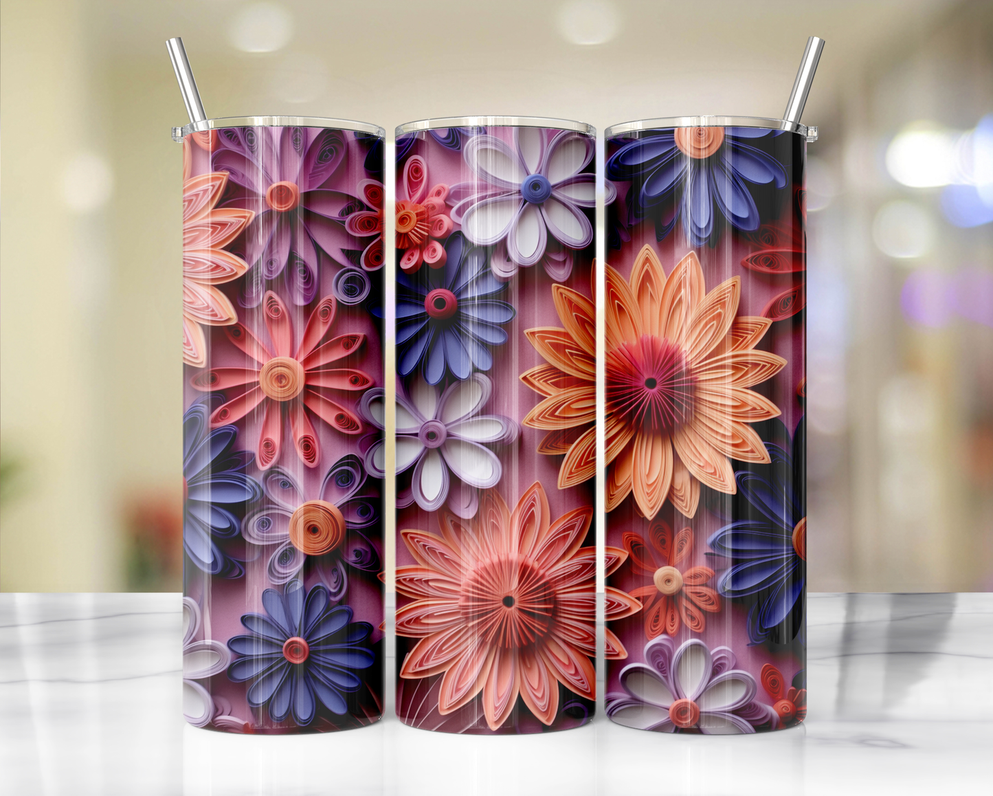 3D Flower Tumblers