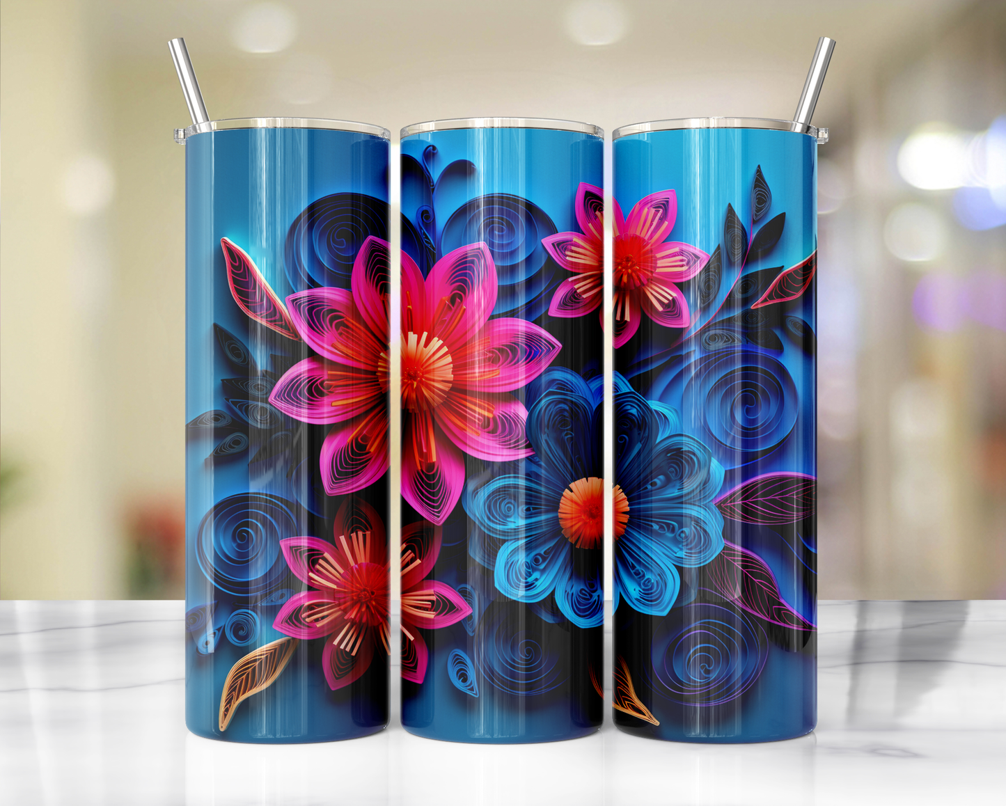 3D Flower Tumblers