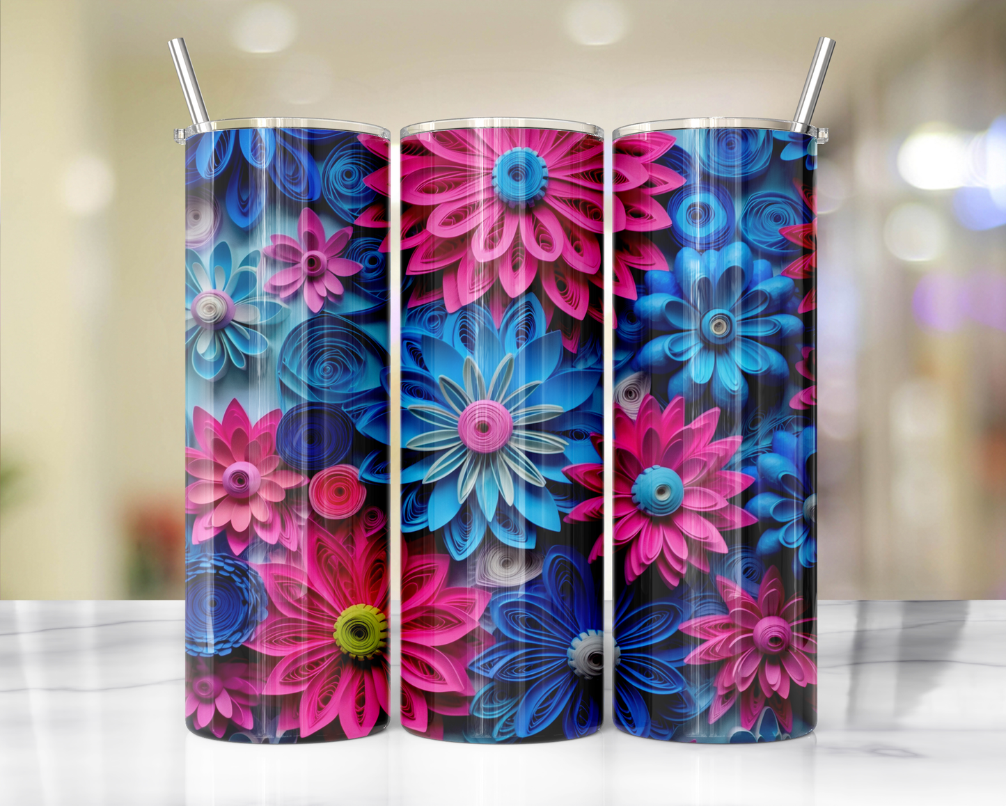 3D Flower Tumblers