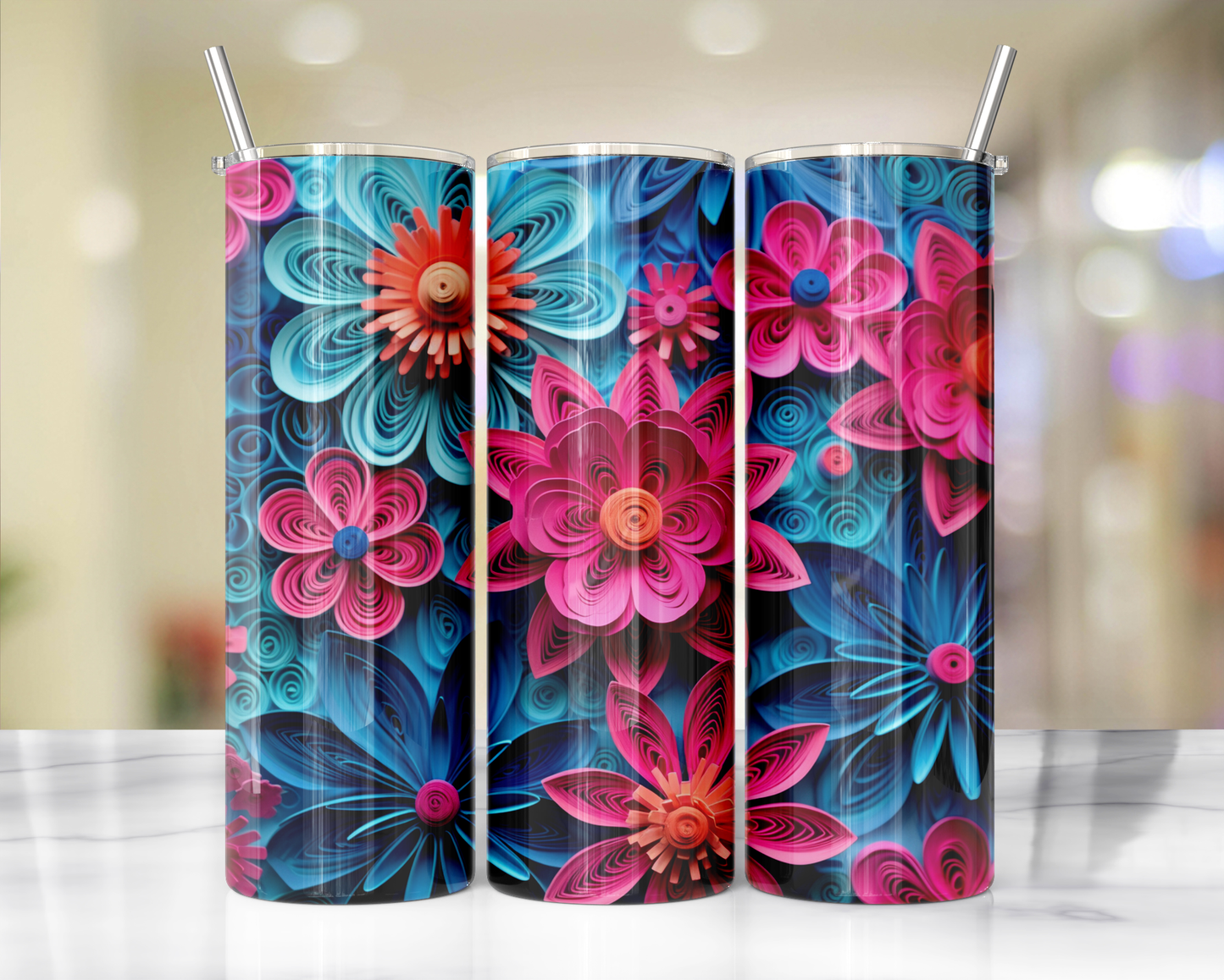 3D Flower Tumblers