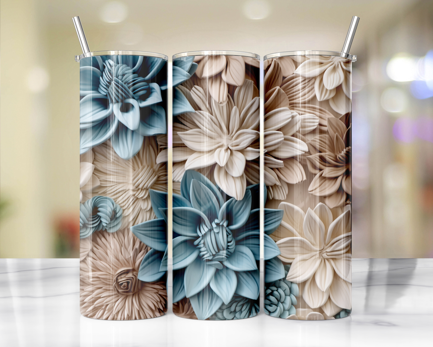 3D Flower Tumblers