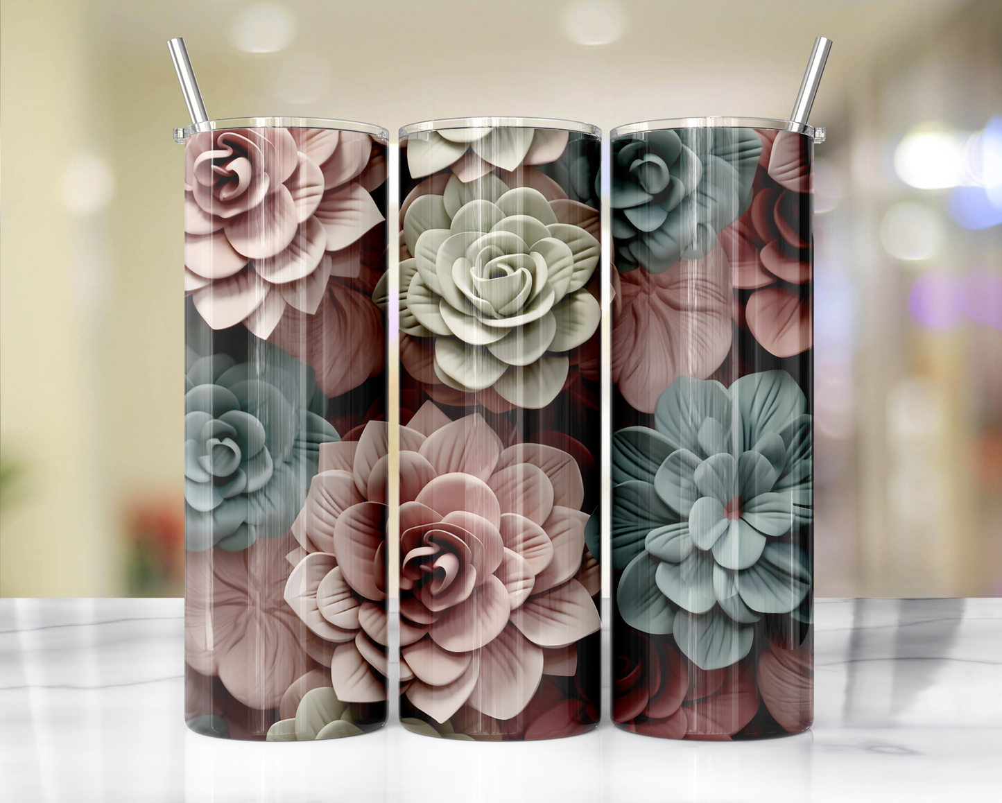 3D Flower Tumblers