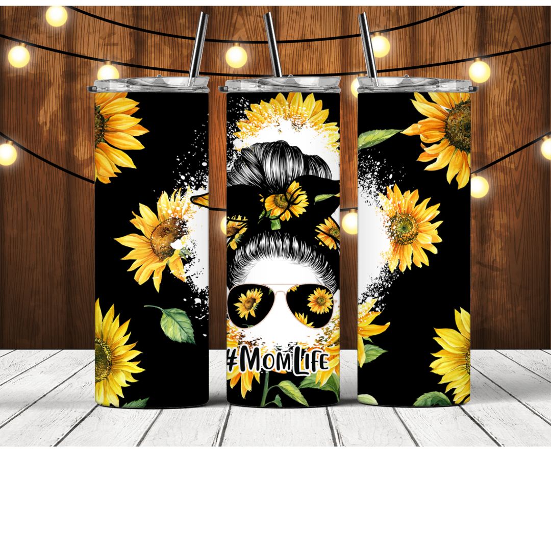 Mom Life Bun Head & Sunflowers Tumbler