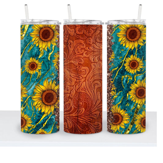 Sunflowers & Wood grain Tumbler