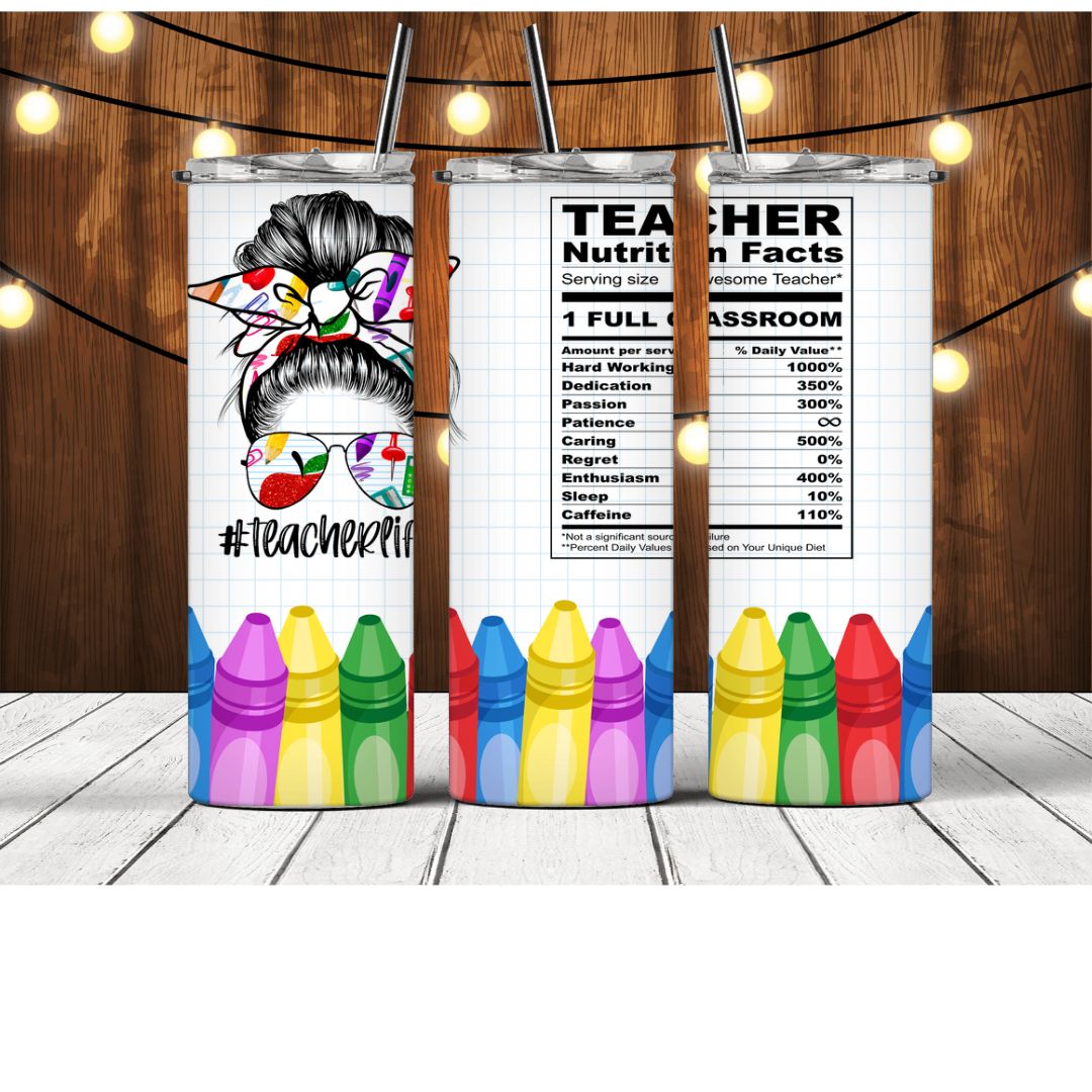 Teacher Life Nutrition Label Tumbler