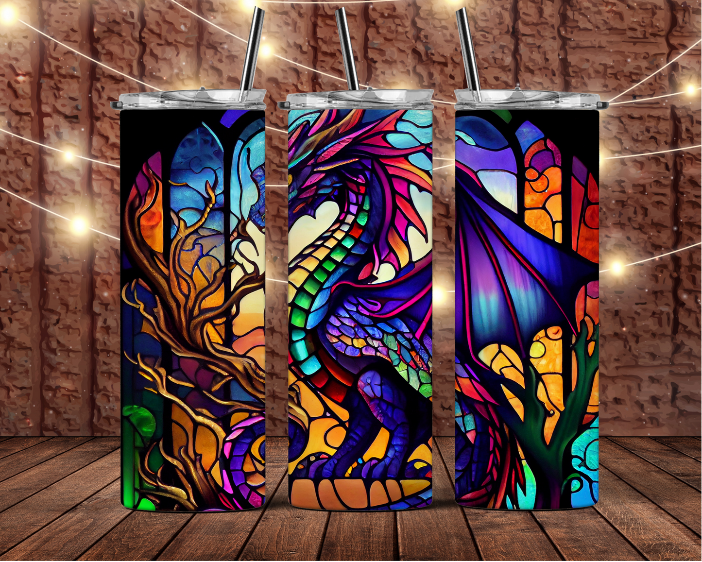 Stain Glass Dragon Tumbler