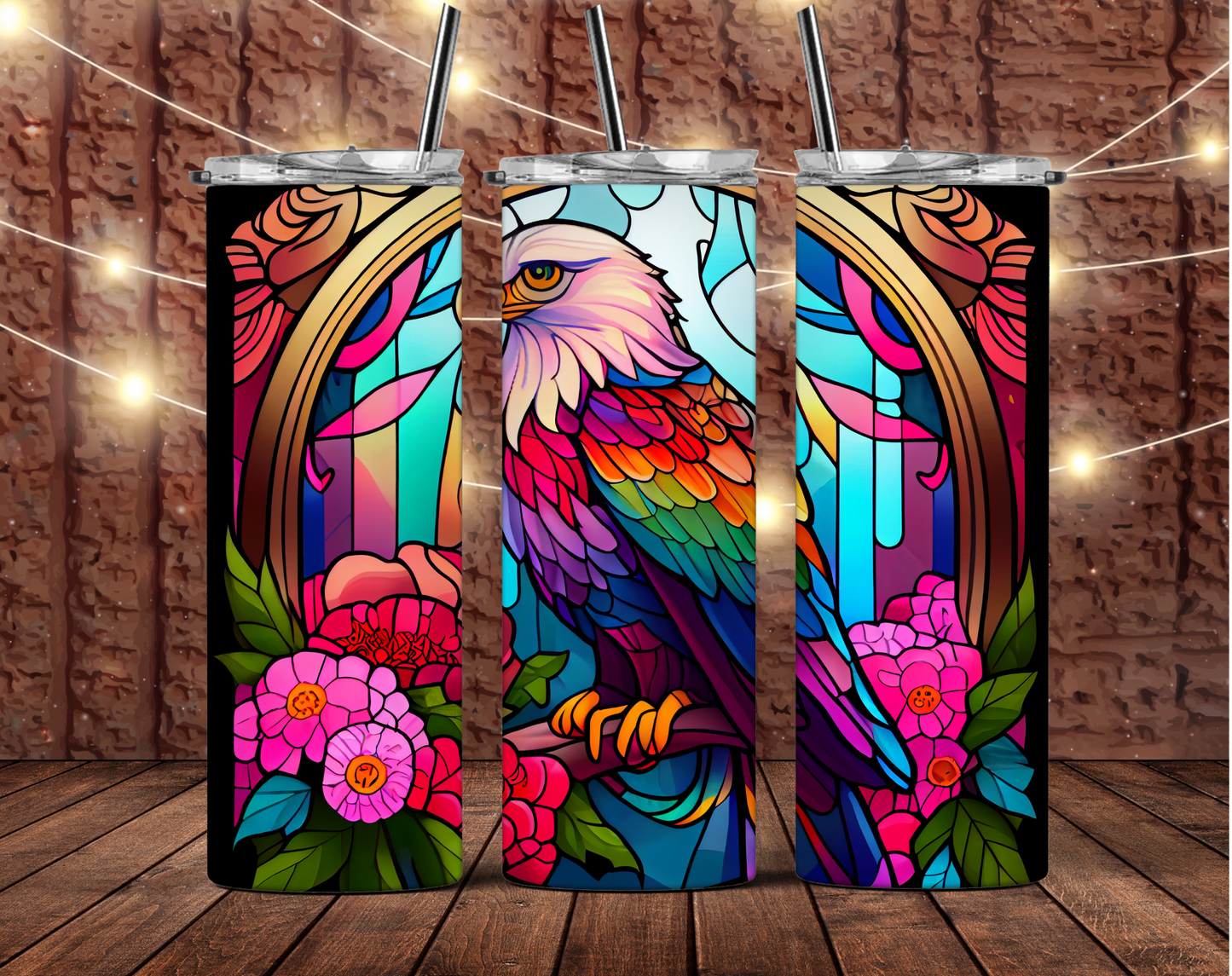 Stain Glass Eagle Tumbler