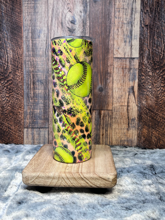 Softball & Cheetah Print Tumbler