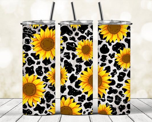 Sunflowers & Cow Print Tumbler