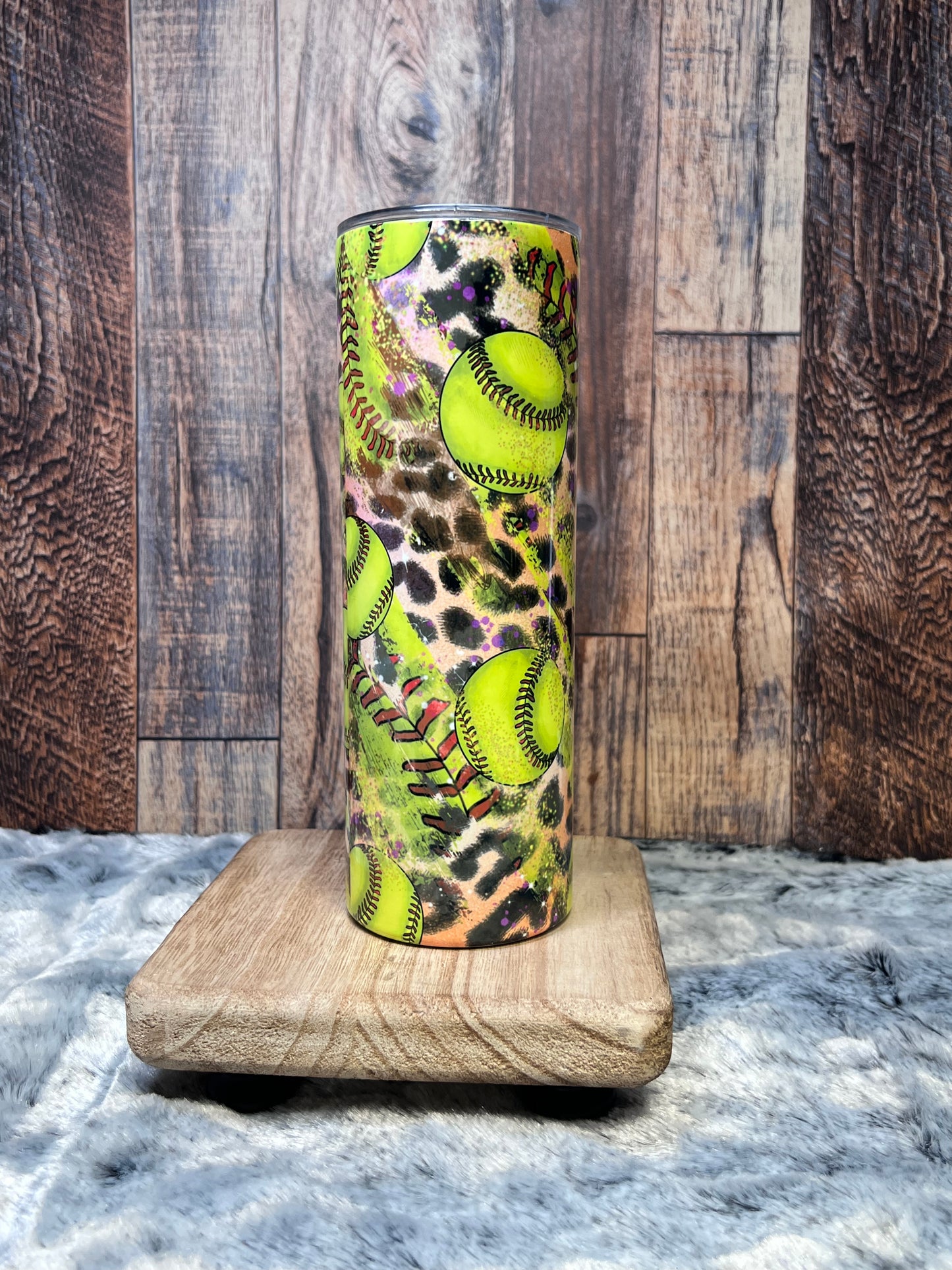 Softball & Cheetah Print Tumbler