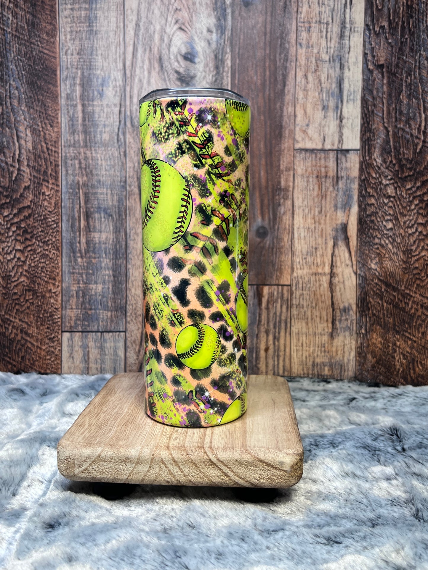 Softball & Cheetah Print Tumbler