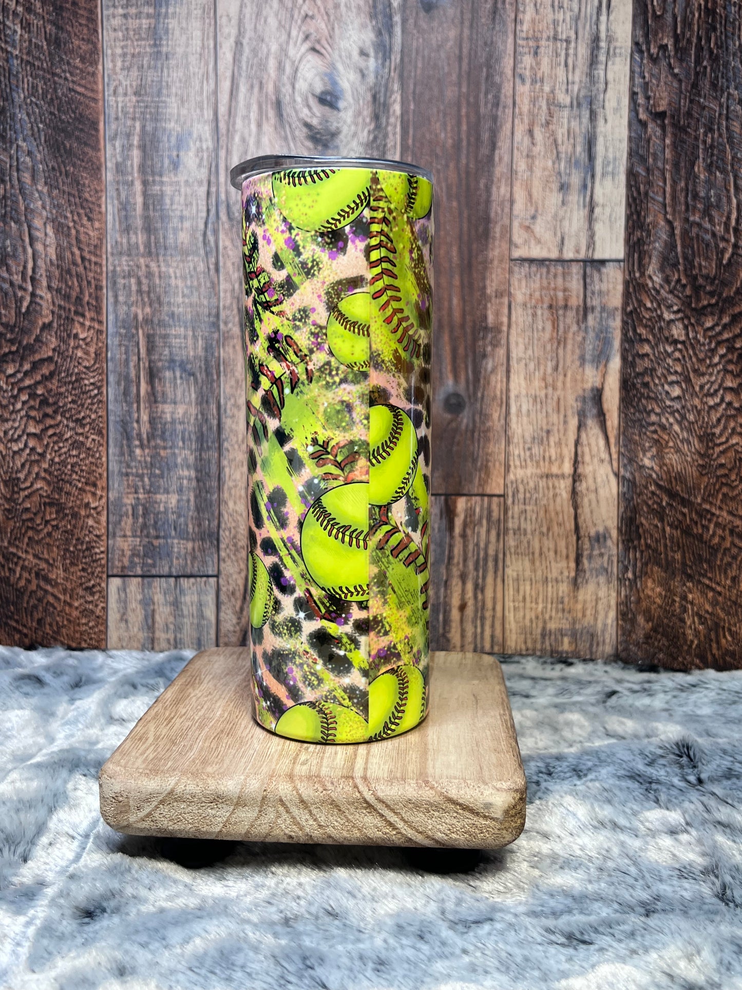 Softball & Cheetah Print Tumbler