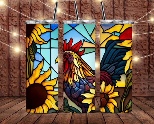 Stain Glass Rooster Tumbler