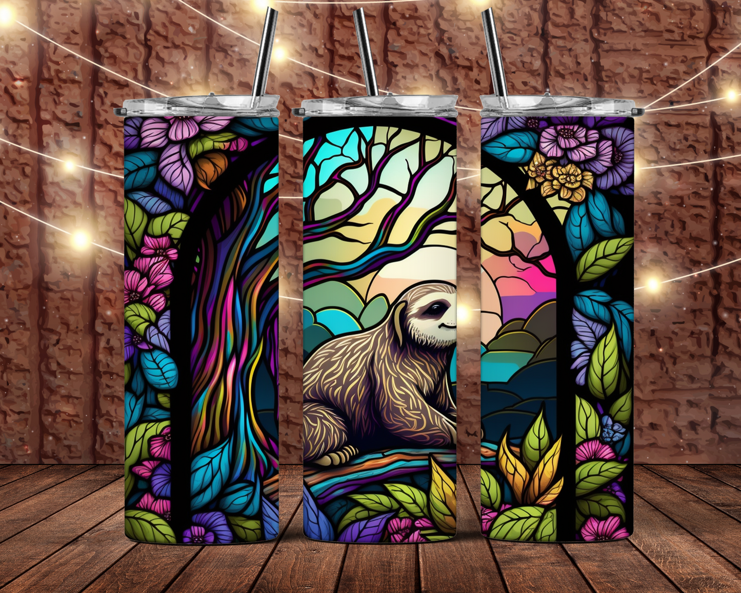 Stain Glass Sloth Tumbler